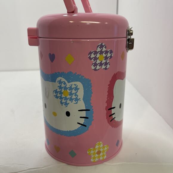 HTF Vintage 1997 Pink Sanrio Character Town Tin Storage Can - Picture 3 of 11